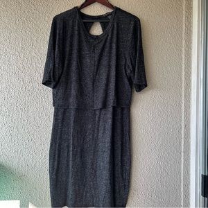 Forever 21 Plus Size Dress Women's 3X Gray Black Short Sleeve Layer style NWT